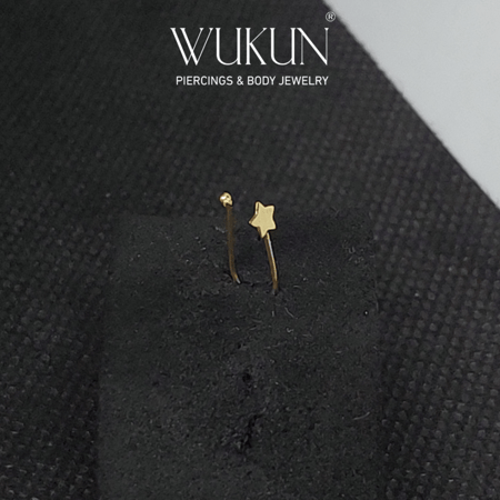 زمام ذهب عيار 18k بدون خرم شكل نجمة سادة