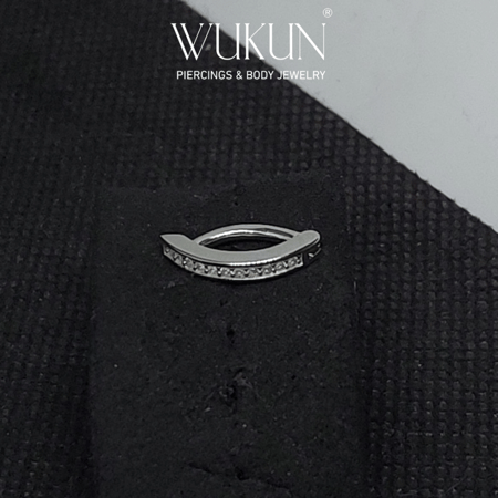 حلق مشبك بيرسينج فضة 925S للسرة بفصوص لامعة