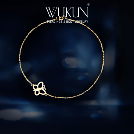 خلخال ذهب عيار 18k بشكل فراشة