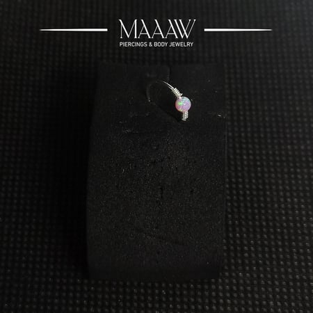 زمام بيرسينج فضة 925s دائري حلقة بخرزة وردي مموج