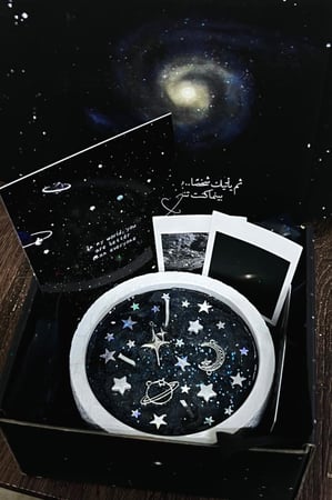 شمعة الفضاء مع كرت الفضاء صناعه يدويه