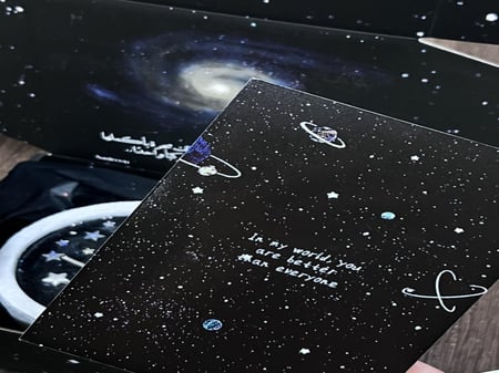 شمعة الفضاء مع كرت الفضاء صناعه يدويه