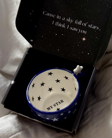 كوب فخار كحلي بعبارة بالداخل MY STAR