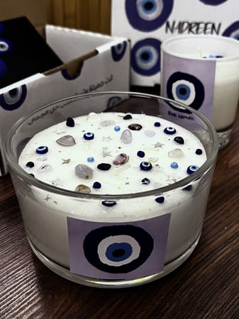 شمعة الخرزه الزرقاء والنجوم حجم كبير