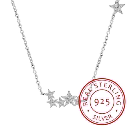 قلادة نجمه ونجوم فضه استرلينيه عيار 925