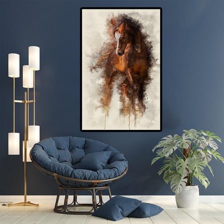 لوحة خيل - علي قماش كانفس