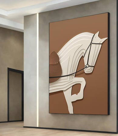 لوحة فنية خيل بيج مع بنى