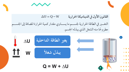 عرض بوربوينت درس تغيرات حالة المادة وقوانين الديناميكا الحرارية - جزأين