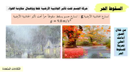 عرض بوربوينت درس السقوط الحر (حصة واحدة)