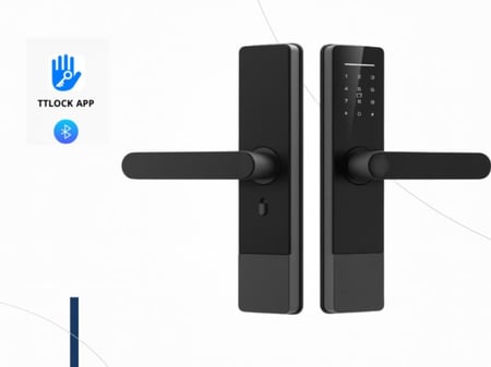 قفل ذكي للأبواب الداخلية والخارجية  | تحكم بالبصمة والتطبيق TTLOCK بتصميم عصري وأمان عالي