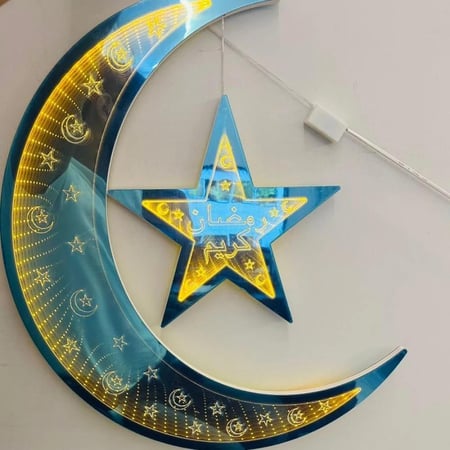 هلال ونجمة بطول 40 سم انارة ثابت ومتحركة انارة اصفر 3000k