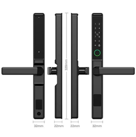 قفل باب ألمنيوم ذكي داخلي/خارجي — مقاوم للعوامل الجوية بمعيار IP65