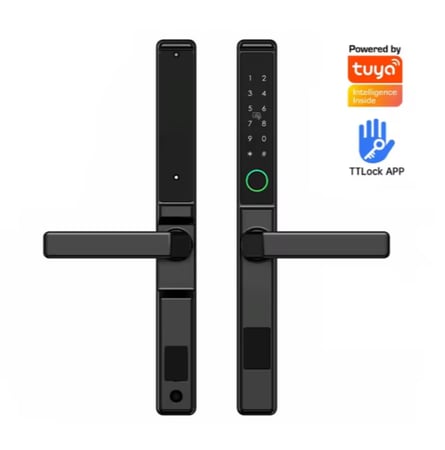 قفل باب ألمنيوم ذكي داخلي/خارجي — مقاوم للعوامل الجوية بمعيار IP65