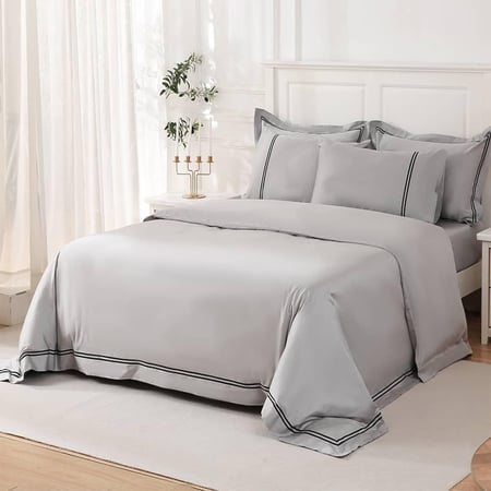 طقم بيت لحاف 6 قطع 5 نجوم بدون حشوة نفرين مطرز