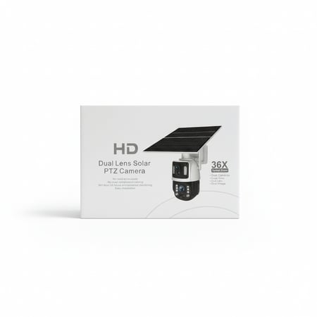 UBox HD كاميرا مراقبة اماكنية ربطها بشريحة بيانات 4G عالية الجودة عدستين مزدوجة خارجية تعمل بالطاقة الشمسية بدقة 6MP ميجا بكسل مزودة بتقنية التتبع الذكي وتكبير حتى 36X