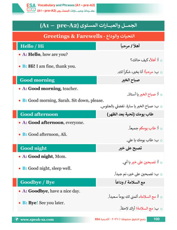 كتاب مفردات وعبارات المستوى (A1 - Pre-A2)