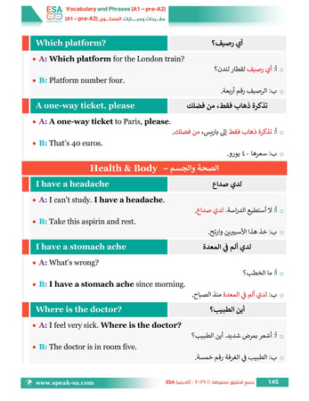 كتاب مفردات وعبارات المستوى (A1 - Pre-A2)