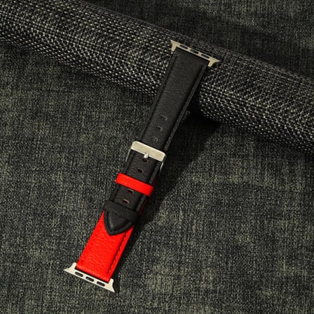 سوار ساعة جلد لومورا WAX231 باللون الاسود والاحمر