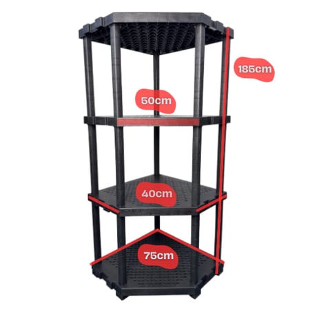 رفوف الزواية بلاستيك مقوّى 4 طبقات لتنظيم المساحات الضيقة بذكاء وأمان