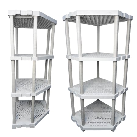 رفوف الزواية بلاستيك مقوّى 4 طبقات لتنظيم المساحات الضيقة بذكاء وأمان