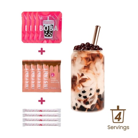 شاي البوبا حزمة الكلاسيكية (سكر البني، نكة التارو، نكة الفراولة) ( 12 أكواب)