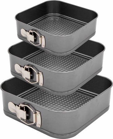 طقم قوالب كيك 3 قطع مربع بقفل