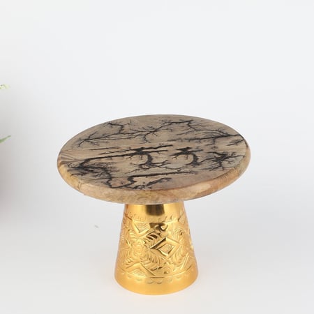 استاند حلا خشب بقاعدة استيل ذهبي مقاس 20*14 سم