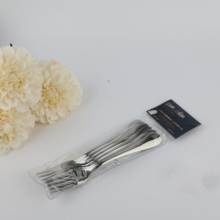 طقم شوك استيل 6 حبة فضي