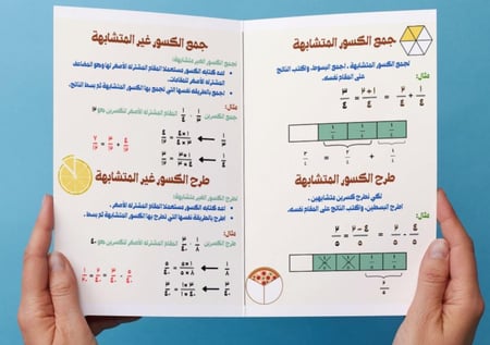 مطوية جمع الكسور وطرحها (خامس)