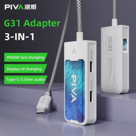 PIVA G31 | وصلة بيفا تايب سي 3 في 1 مع شحن سريع وشاشه رقميه