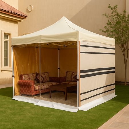 مضلة المنيوم  مع الرواق مع بطانه واجهه شفاف