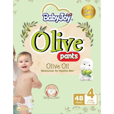 بيبي جوى، كلوت، بزيت الزيتون، حجم كبير، مقاس 4، من وزن 9-14 كجم - 48 قطعة