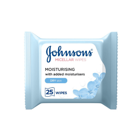 جونسون، مناديل منظفة للوجه، مرطبة، للبشرة الجافة - 25 قطعة