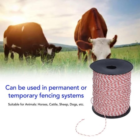 رول سلك سياج كهربائي بولي واير – 200 متر – مقاومة فائقة ومنخفضة للجهد – مثالي للخيول والحيوانات