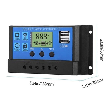 منظم شحن طاقة شمسية Solar Charge and Discharge Controller LCD Display Dual USB