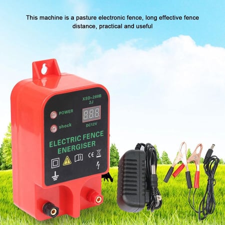 جهاز صاعق السياج بشاشة LCD وجهاز إنذار عالي الديسيبل ومقاوم للماء حتى 10 كيلومترات Fence Energizer LCD Voltage Display High-decibel Alarm 10KM Waterproof