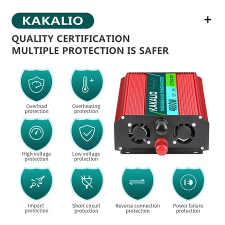 محول كهربائي Kakalio Pure Sine Wave Inverter – 2600 W – من 12V DC إلى 220V AC