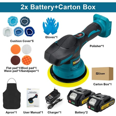 Gisam 8Gear Digital Display Cordless Car Polisher جهاز تلميع السيارات اللاسلكي من Gisam