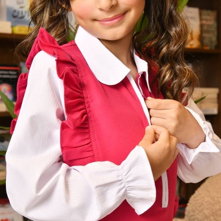 مريول فوشي تصميم كويتي بأكمام زم جرسية وسحاب اغلاق امامي مع حزام ربط