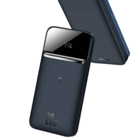 بطارية متنقلة بيسوس 10 الف مع الشحن اللاسلكي بقدرة 20 واط ازرق