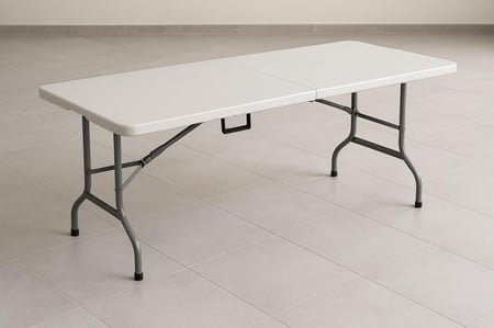 طاولة فايبر ابيض قابلة للطي 152*71