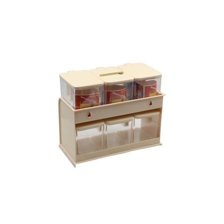 طقم ادراج للسكر و شاي صغير بيج و ابيض