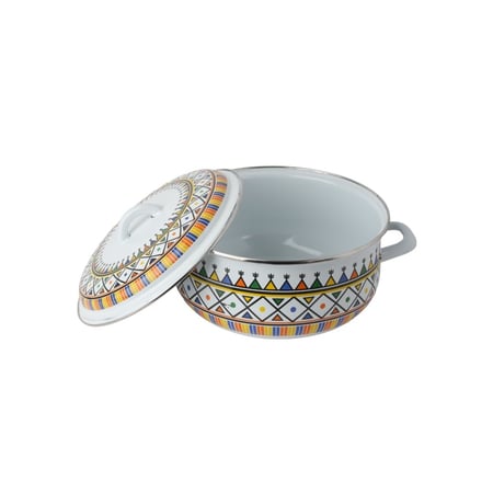 قدر نقشة عسيري ابيض الطقم 6 حبات