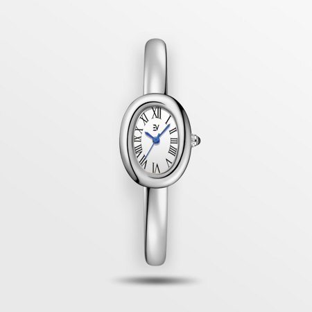 ساعة الاسوارة كاتر استيل فضي مينا ابيض EL077