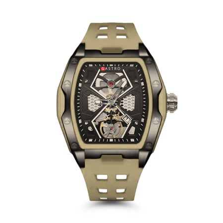 ساعة رجالية فاخرة ربل لون بيج G01200