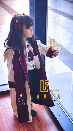 فروه بناتي دبل فيس لون العنابي مع لون بيج