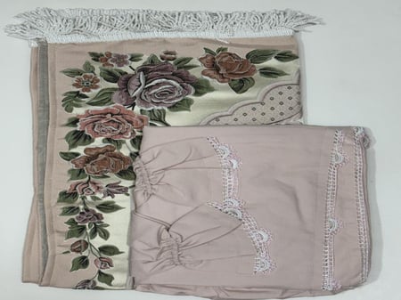 طقم شرشف مرد كروشيه الطول 155 cm من الكتف. مع سجاده. 1 cm اللون وردي