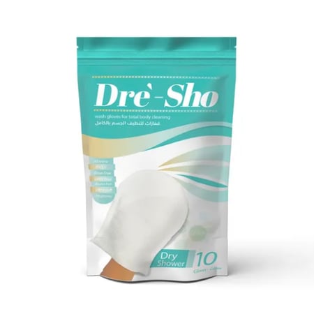قفازات Dry Shower لتنظيف الجسم بدون ماء 10 قطع
