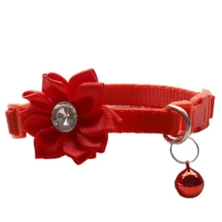 طوق للقطط مع وردة و جرس ألوان متعددة