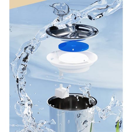 نافورة مياه على شكل قطة للحيوانات الأليفة من الفولاذ المقاوم للصدأ بسعة 2 لتر